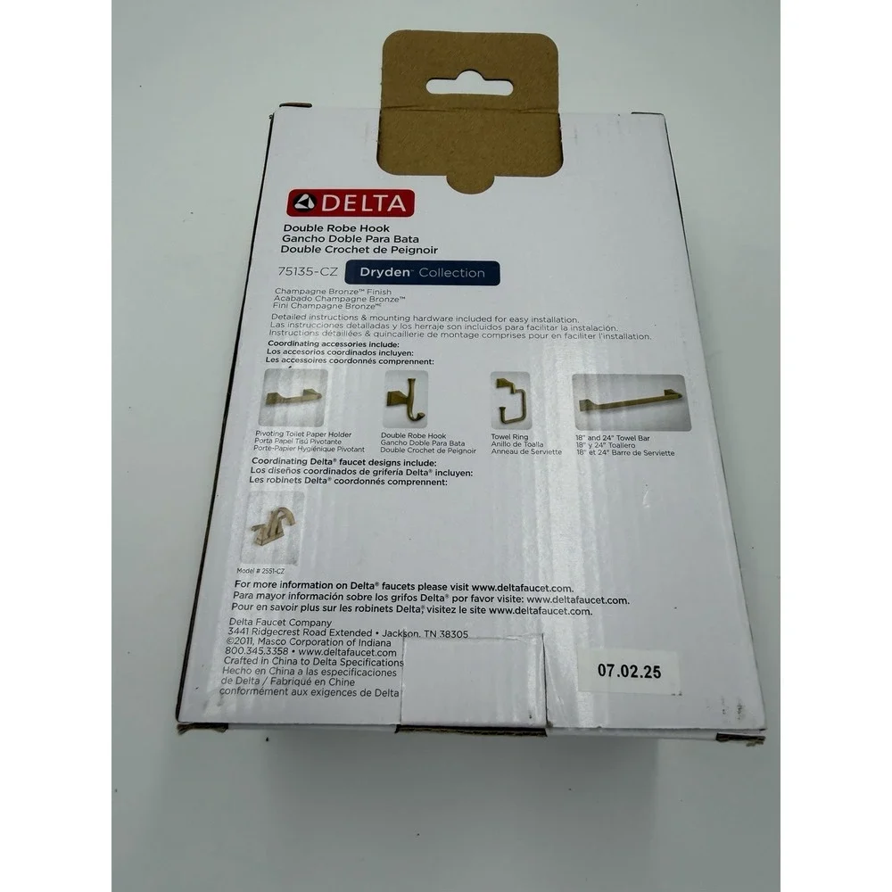 Delta 75135-CZ Dryden Double Robe Hook Champagne Bronze Bathroom
